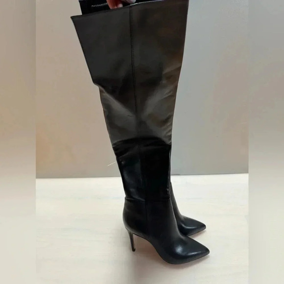 SCHUTZ Mikki The Knee High Leather Boot Zip Black Size 5B - Picture 4 of 8